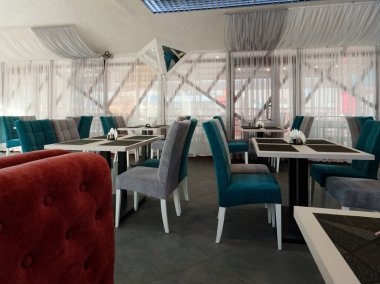 Gomel, Belarus - 29 Ekim 2019: 5. köşe kafenin içi.