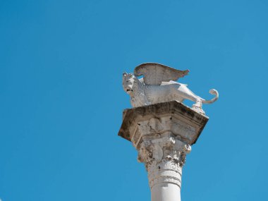 Vicenza, ITALY - AUGUST 13, 2019: sculpture on a column in the square