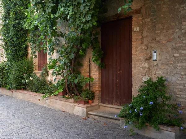 Krajobraz na ulicy starego miasta Arkua Petrarka, Włochy — Zdjęcie stockowe