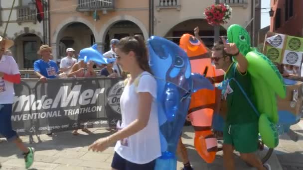 Montagnana Itálie Srpna 2019 Tradiční Sváteční Maraton — Stock video