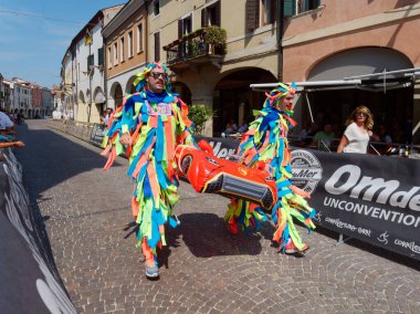 Montagnana, İtalya - 25 Ağustos 2019: Geleneksel tatil bira maratonu.