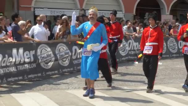 Montagnana Italië Augustus 2019 Traditionele Biermarathon Feestdagen — Stockvideo