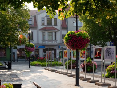 Wolsztyn, Polonya - 30 Ağustos 2019: Merkezi Meydan.