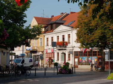 Wolsztyn, Polonya - 30 Ağustos 2019: Merkezi Meydan.
