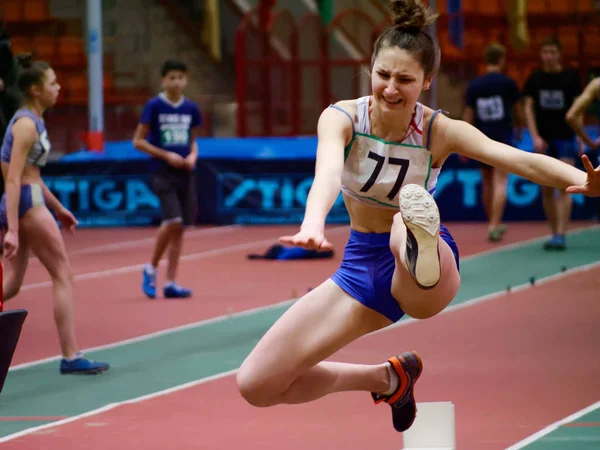 Gomel, Belarus - 14 Aralık 2019: Spor festivali çerçevesinde uluslararası atletizm yarışmaları — Stok fotoğraf