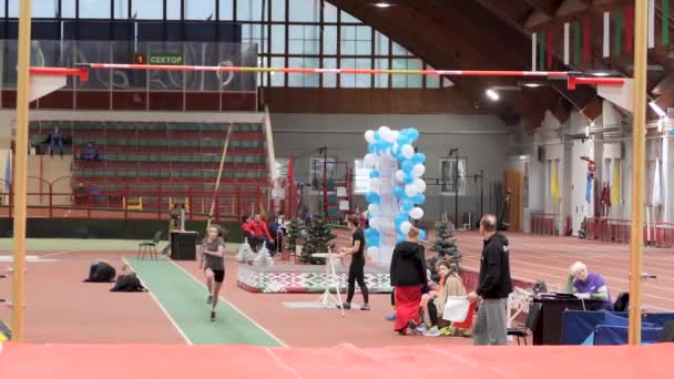 Gomel Weißrussland Dezember 2019 Internationale Leichtathletik Wettbewerbe Rahmen Des Sportfestes — Stockvideo