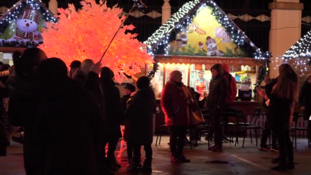 Gomel Belarus December 2019 Kerstverlichting Nieuwjaar Mensen Een Feestelijke Stemming — Stockvideo