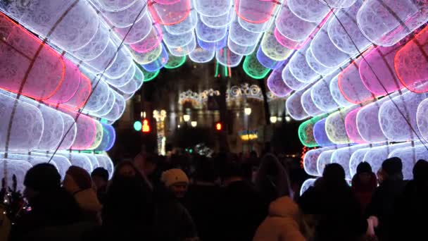 Gomel Belarus Décembre 2019 Illumination Noël Nouvel Des Gens Humeur — Video