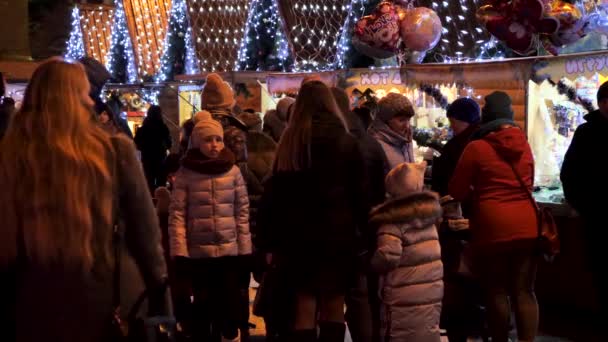 Gomel Belarus December 2019 New Year Christmas Illumination People Festive — Stock Video