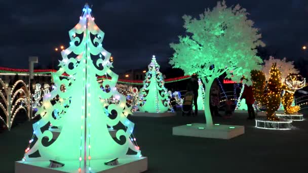 Gomel Belarus Décembre 2019 Illumination Noël Nouvel Des Gens Humeur — Video