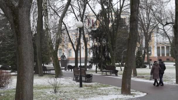 Gomel Vitryssland Januari 2020 Rumyantsev Palace Snön — Stockvideo