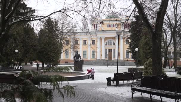 Gomel Vitryssland Januari 2020 Rumyantsev Palace Snön — Stockvideo