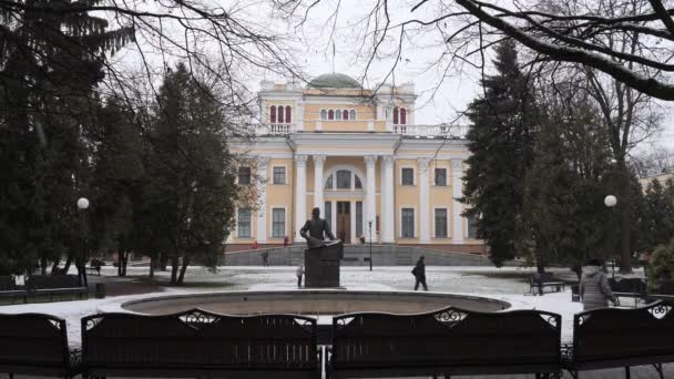 Gomel Bielorrusia Enero 2020 Palacio Rumyantsev Durante Nieve — Vídeo de stock