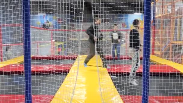 Gomel Belarus January 2020 Family Recreation Center Misteria Labyrinth Trampoline — 비디오