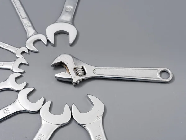 Auto repair wrenches on a gray background — Stock Photo, Image