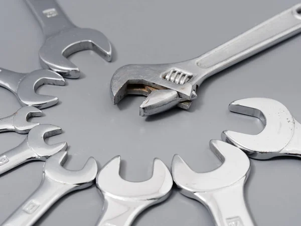 Auto repair wrenches on a gray background — Stock Photo, Image
