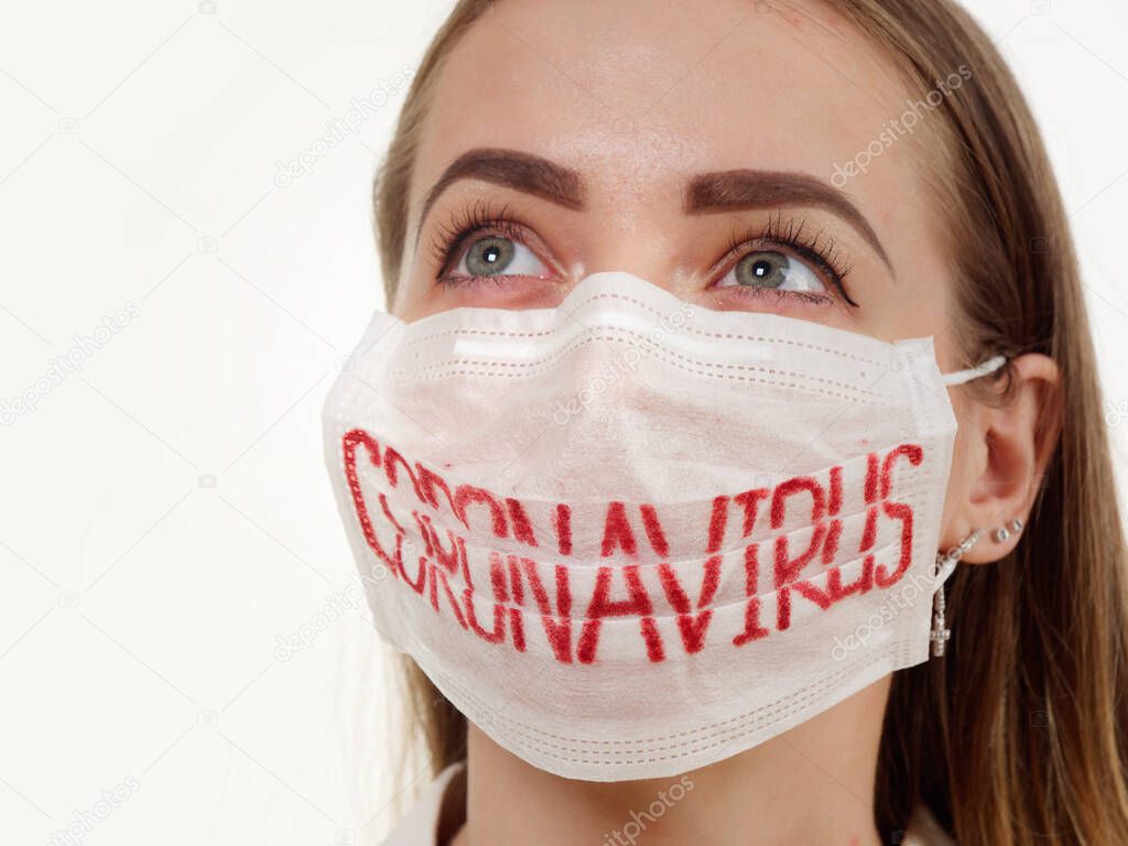 antiviral face mask on a gray background. coronavirus epidemic.