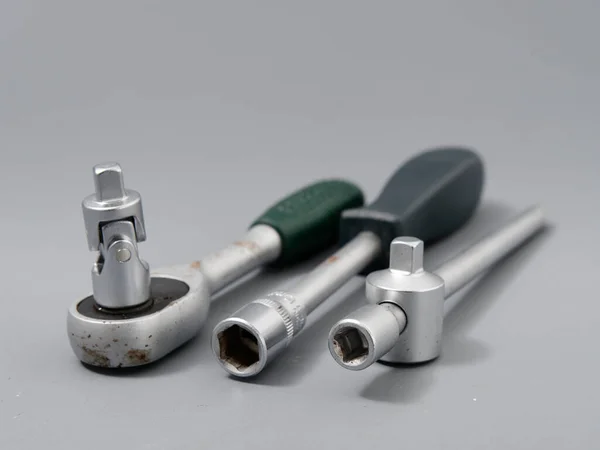 Auto repair wrenches on a gray background — 스톡 사진