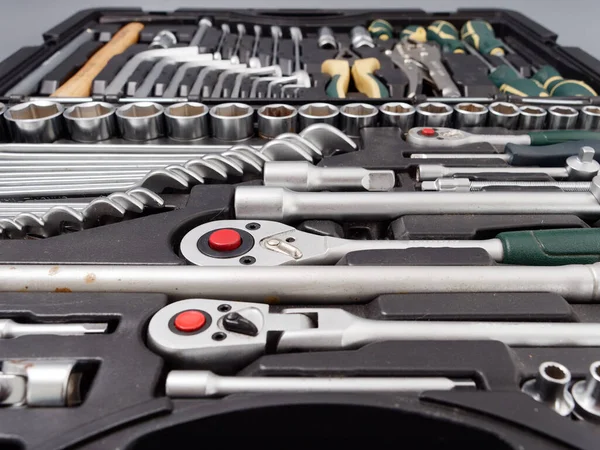 Auto repair wrenches on a gray background — Stock Photo, Image