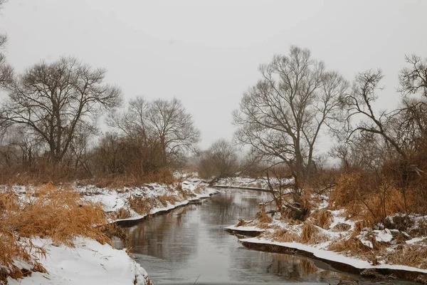 Winter Schmales Flusseis Vor Der Küste 2020 — Stockfoto
