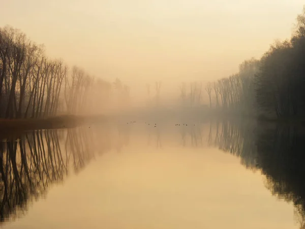 Alba Sul Lago Vicino Villaggio Yukhnovka Minsk 2020 — Foto Stock