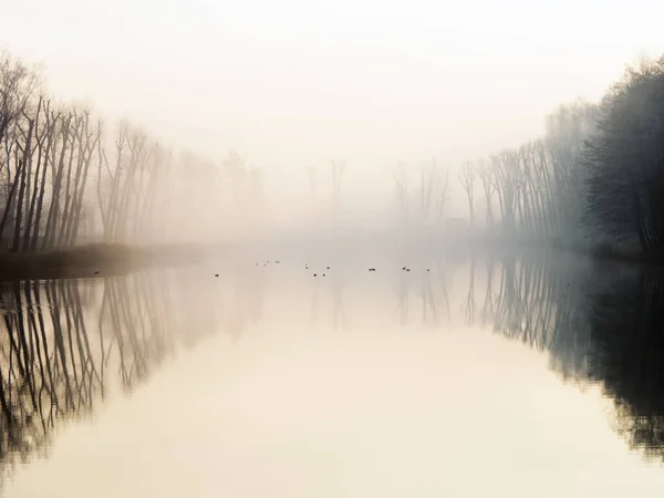 Aube Sur Lac Près Village Yukhnovka Minsk 2020 — Photo