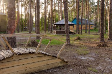 Gomel, Belarus - 8 Mayıs 2014: RANCHO Aile Tatil Üssü. 2020 konforlu ayrı evler.