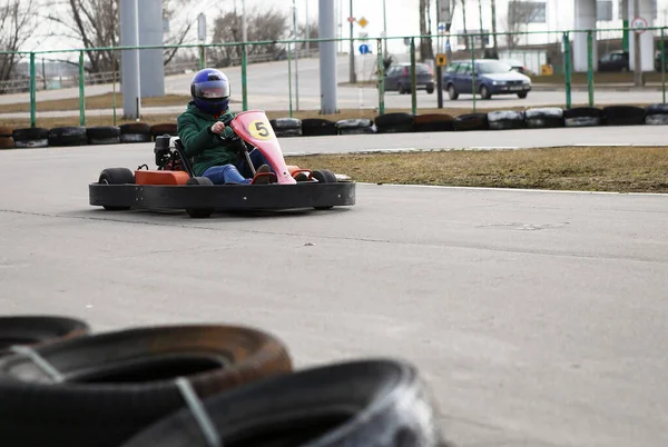 Gomel Belarus Března 2010 Amatérské Soutěže Závodech Motokárách Organizovaná Rekreace — Stock fotografie