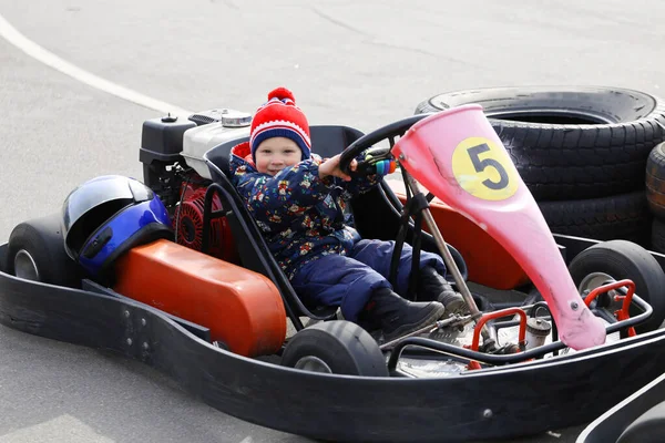 Gomel Belarus Marzo 2010 Competiciones Aficionados Carreras Pista Karting Recreación — Foto de Stock