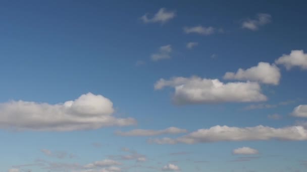 Clouds Swiftly Swim Blue Sky Day — Stock Video