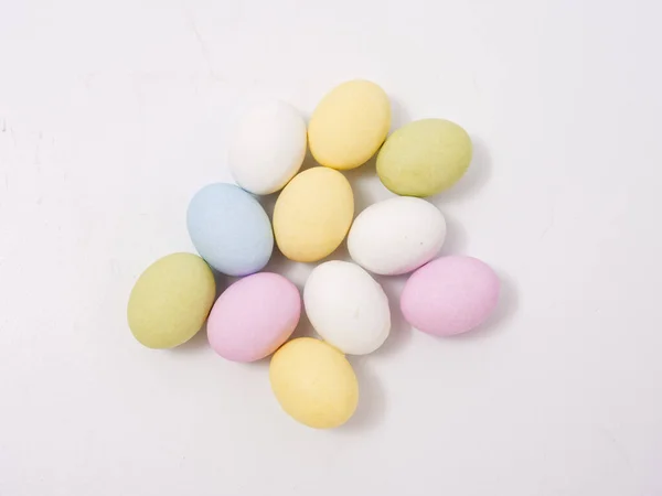 Gift Set Easter Colored Eggs White Background 2020 — Stock Photo, Image