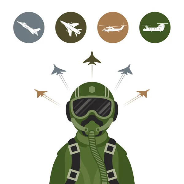 Pilote d'avion de combat militaire — Image vectorielle