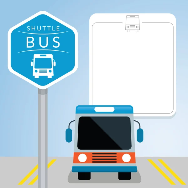 Bus navetta con cartello, vista frontale — Vettoriale Stock