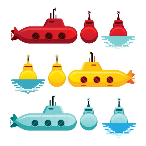 Submarine Cartoon Style — Stock Vector