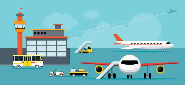 Airport, Terminal, Ground Work — Stock Vector