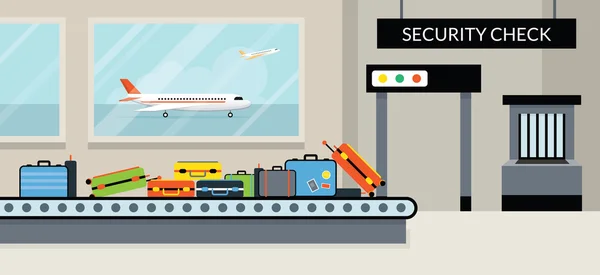 Verificação de segurança do terminal do aeroporto —  Vetores de Stock