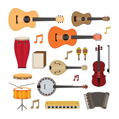 Müzik aletleri akustik nesneleri kümesi