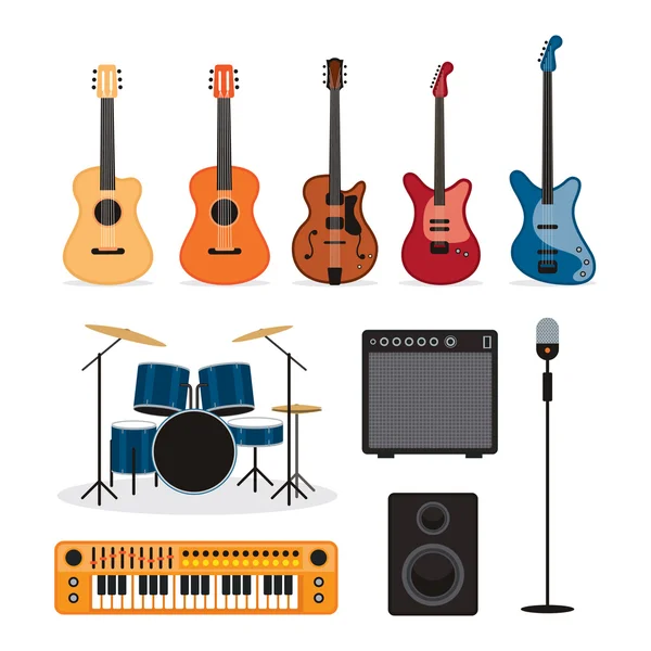 Music Instruments Objects Set — Stockový vektor