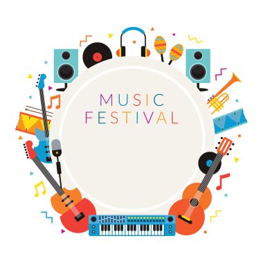 Müzik aletleri nesneleri çerçeve arka plan