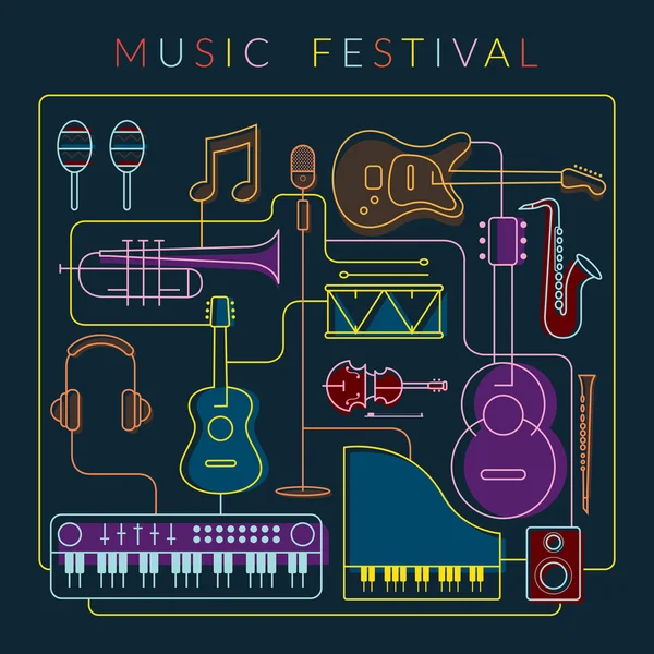 Music Instruments Objects Background — Stock vektor