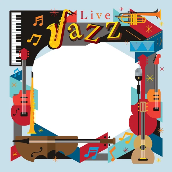 Jazz Musica Strumenti Cornice — Vettoriale Stock
