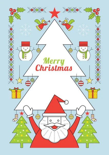 Świąt Bożego Narodzenia i Santa klauzuli, plakat styl linii — Wektor stockowy