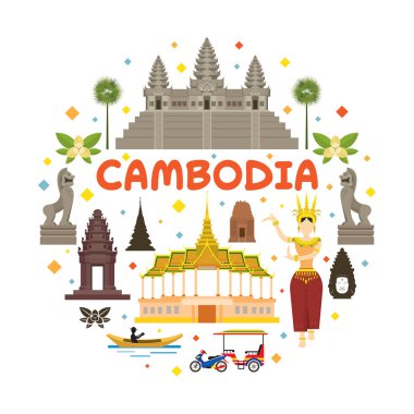 Cambodia Travel Attraction Label clipart