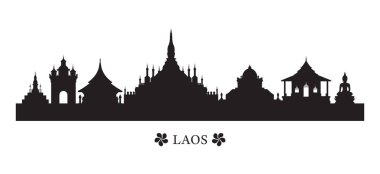 Laos yerlerinden manzarası içinde siluet