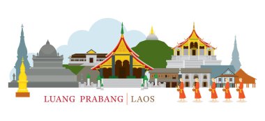Luang Prabang, Laos, simge ve keşiş sadaka üzerinde