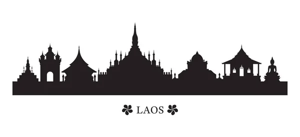 Lugares de interés de Laos Skyline en Silhouette — Vector de stock