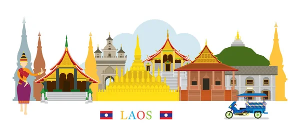 Skyline van de bezienswaardigheden van Laos — Stockvector
