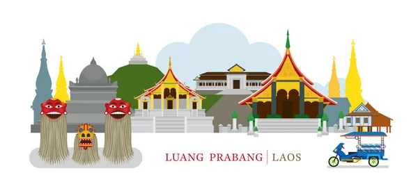 Luang Prabang, Laos, monumenten — Stockvector