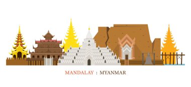 Mandalay, Myanmar mimari yerler manzarası