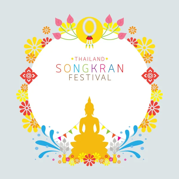 Festival Songkran, Bouddhisme, Cadre — Image vectorielle